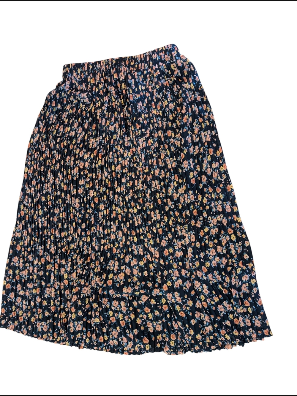 Floral Pleated Midi Skirt - Navy Floral